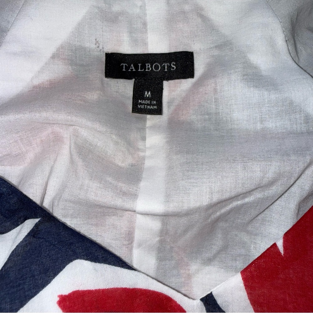 NWOT Talbots Red White Blue Floral Cotton Lined Sun Dress medium - Picture 3 of 9